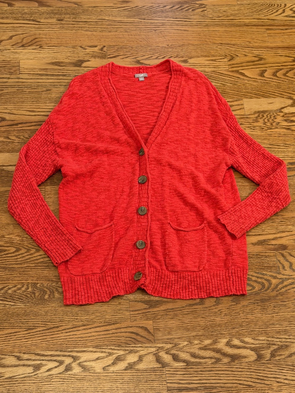 J. Jill red sangria cotton blend Vneck cardigan sweater Size Large
